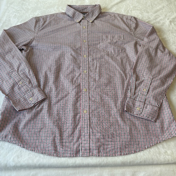 Chaps Casual Button Down Shirt Mens Size XXL Red White Blue Check 2XL Preppy - Picture 2 of 6